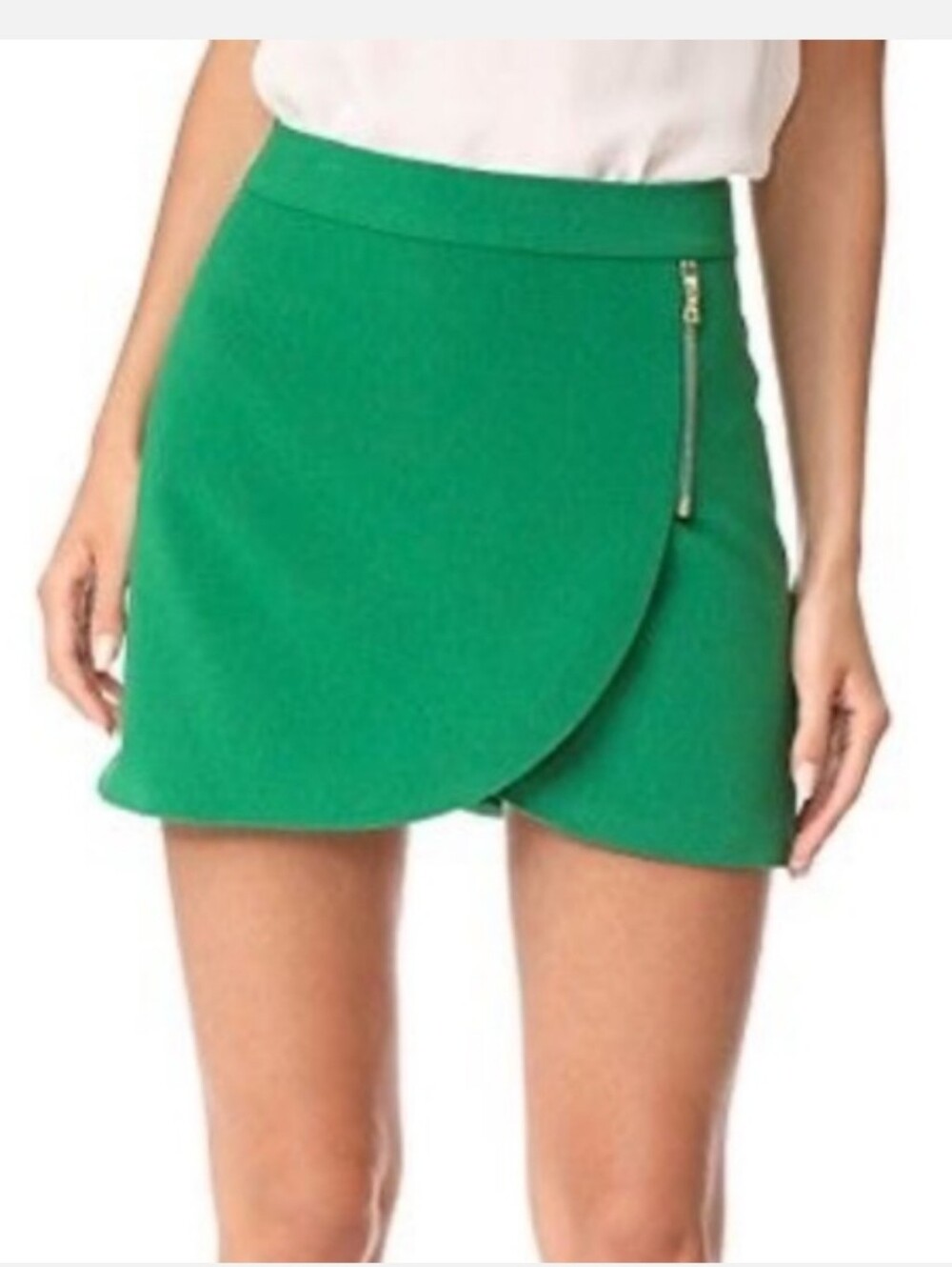 Alice + Olivia Lennon Overlap Faux Wrap Skirt Green Size 2